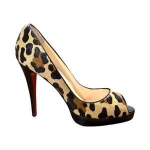 Christian Louboutin Leopard Print Pony Hair YoYo Zeppa Pumps Sz 9/39